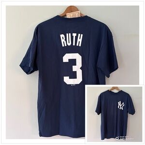 NY Yankees Babe Ruth Jersey Tee Majestic Cooperstown  Limited Release Sz Large